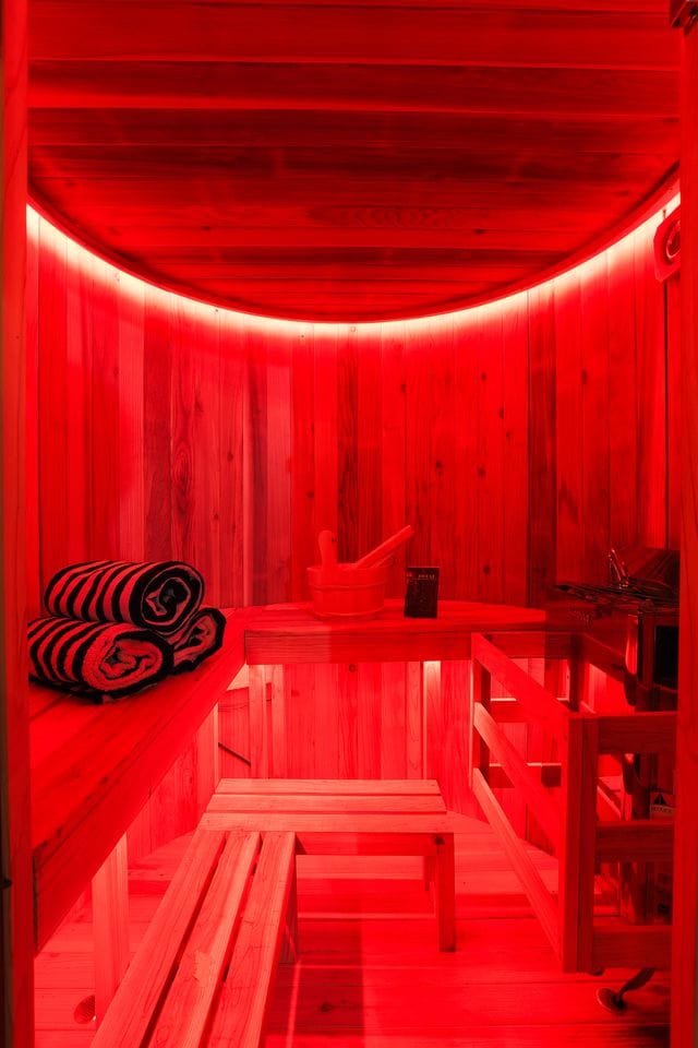 Cedar barrel sauna interior